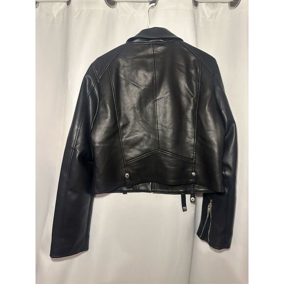 Blank NYC Women's Black Faux Leather Moto Jacket Size L - Picture 2 of 3